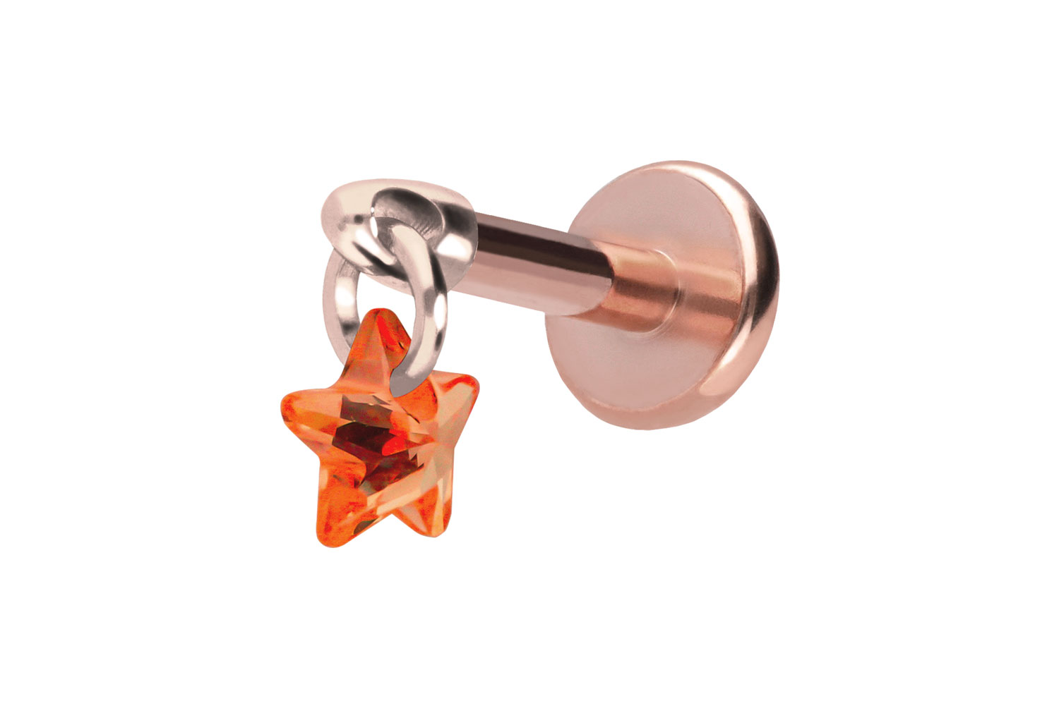 Titan Labret Piercing mit Push Fit KRISTALLSTERN